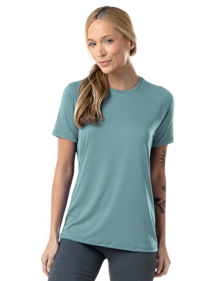 Camiseta Feminina Dry Poliamida Raglan Azul Topázio