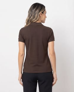 Camisa Polo Piquet Feminina Marrom