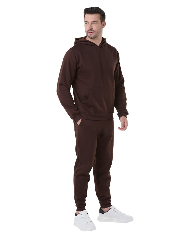 Conjunto Moletom Masculino com Capuz Marrom 08