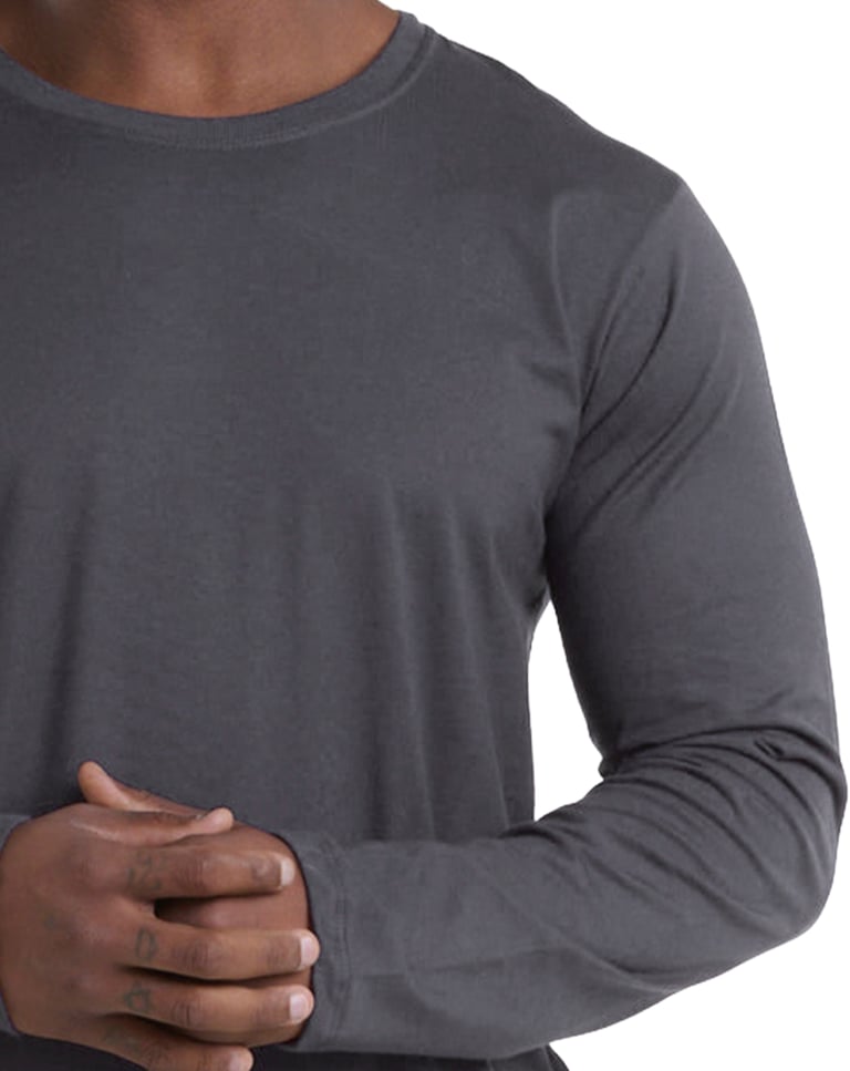 Camiseta Manga Longa de Algodão Premium Cinza Chumbo