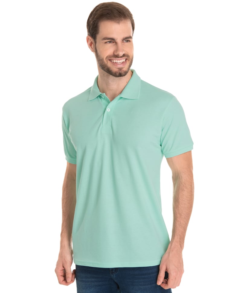 Camisa Polo Piquet Masculina Verde Claro