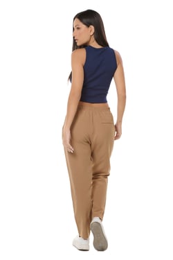 Cropped Feminino Canelado em Ribana Azul Marinho
