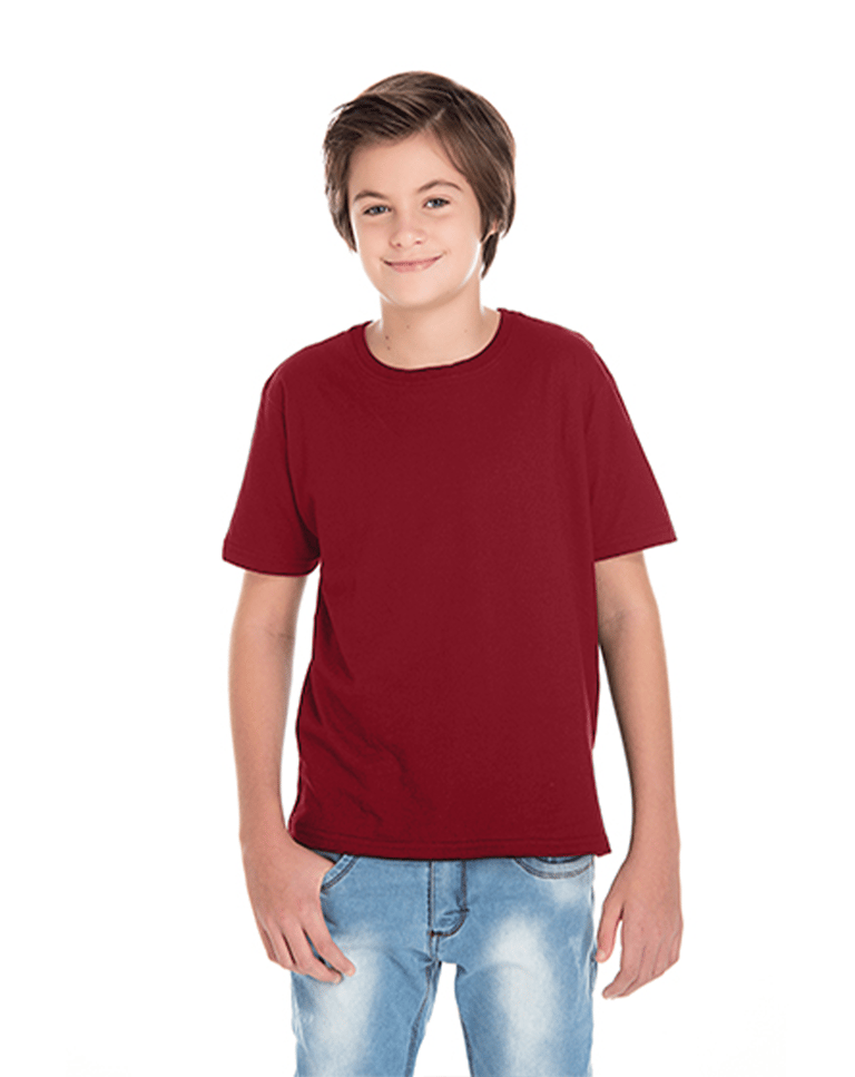 Camiseta Juvenil de Algodão Penteado Bordô