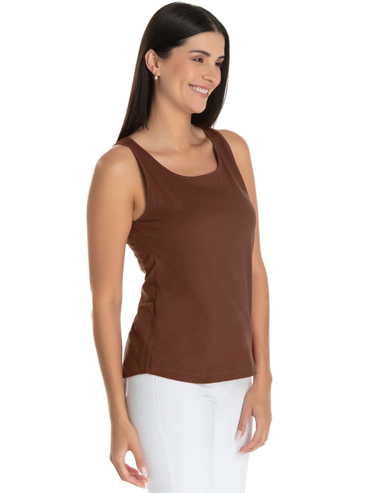 Regata Feminina de Algodão Premium Marrom