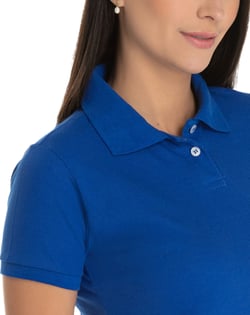 Camisa Polo Piquet Feminina Azul Royal