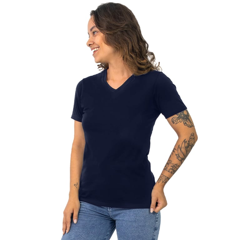 Kit 3 Camisetas Gola V Feminina de Algodão Premium 05