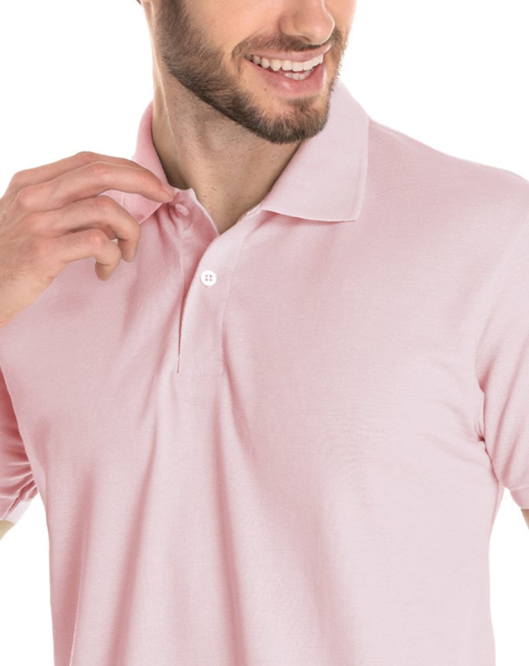 Camisa Polo Piquet Masculina Rosa Claro