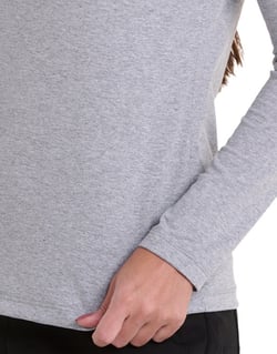 Camiseta Feminina Manga Longa de Algodão Premium Cinza Mescla