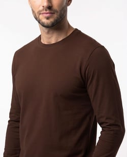 Camiseta Manga Longa de Algodão Premium Marrom