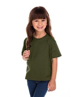 Camiseta Infantil de Algodão Penteado Verde Musgo