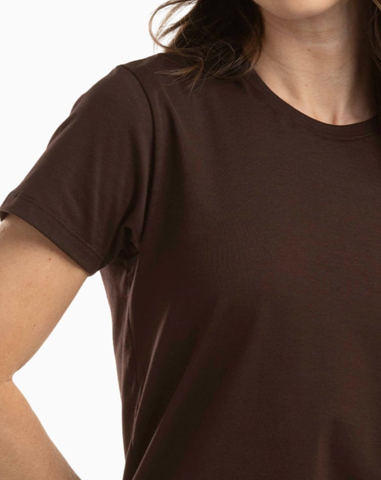 Camiseta de Algodão Egípcio Feminina Marrom Café