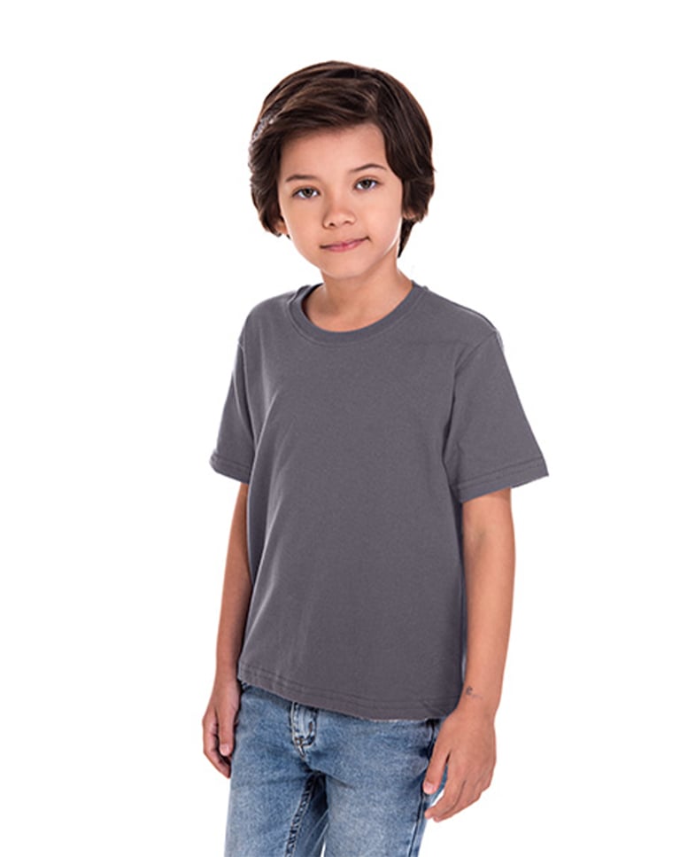 Camiseta Infantil de Algodão Penteado Cinza Chumbo