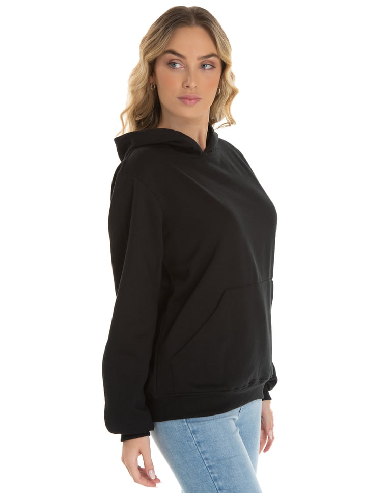 Moletom Canguru com Capuz Feminino Preto