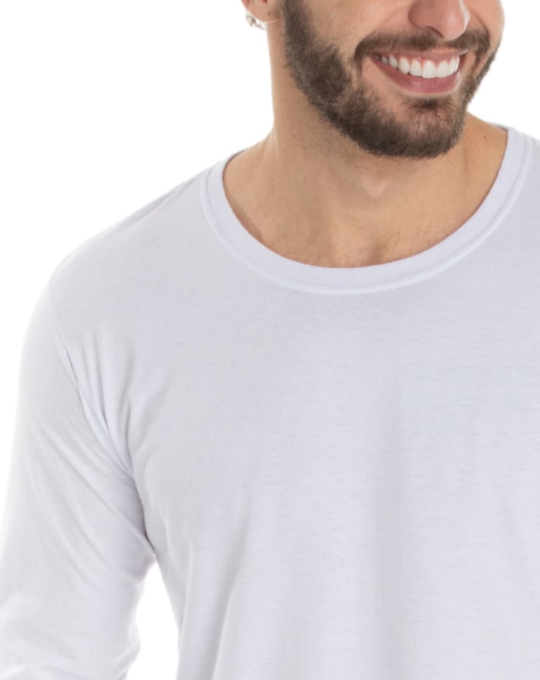 Camiseta Manga Longa de Algodão Premium Branca