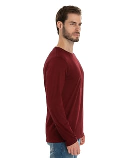 Camiseta Manga Longa de Algodão Premium Bordô