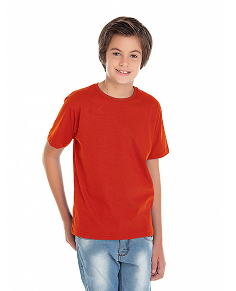 Camiseta Juvenil de Algodão Penteado Vermelha