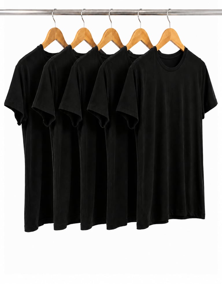 Kit 5 Camisetas Tech Modal Pretas Femininas