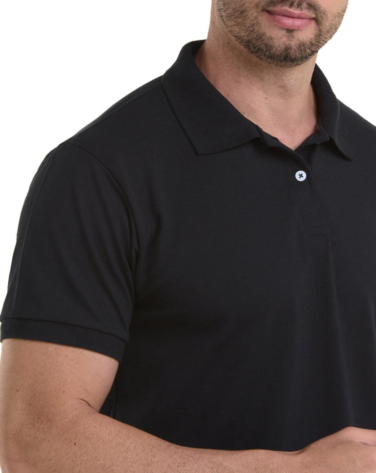 Camisa Polo Piquet Masculina Preta