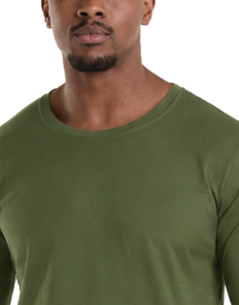 Camiseta Manga Longa de Algodão Premium Verde Militar