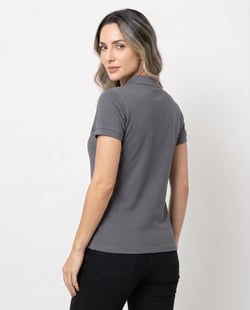 Camisa Polo Piquet Feminina Cinza Chumbo