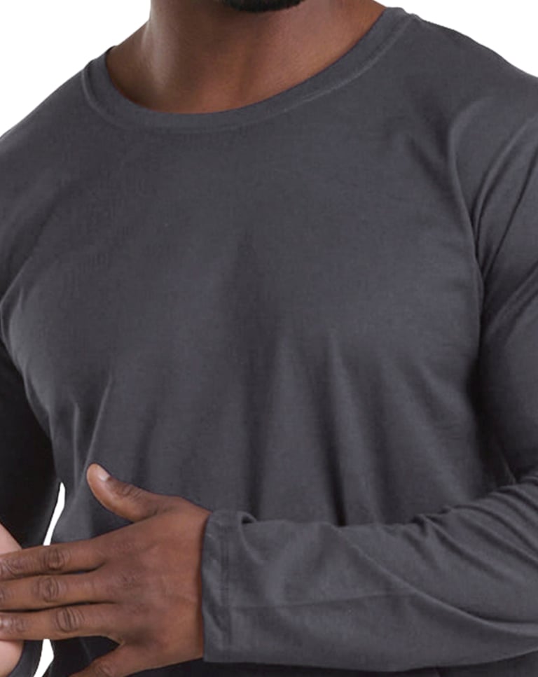 Camiseta Manga Longa de Algodão Premium Cinza Chumbo