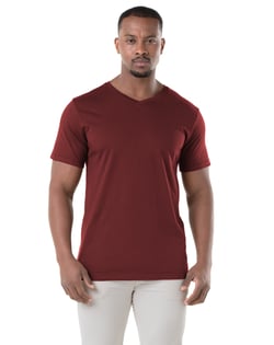 Camiseta Gola V de Algodão Premium Bordô