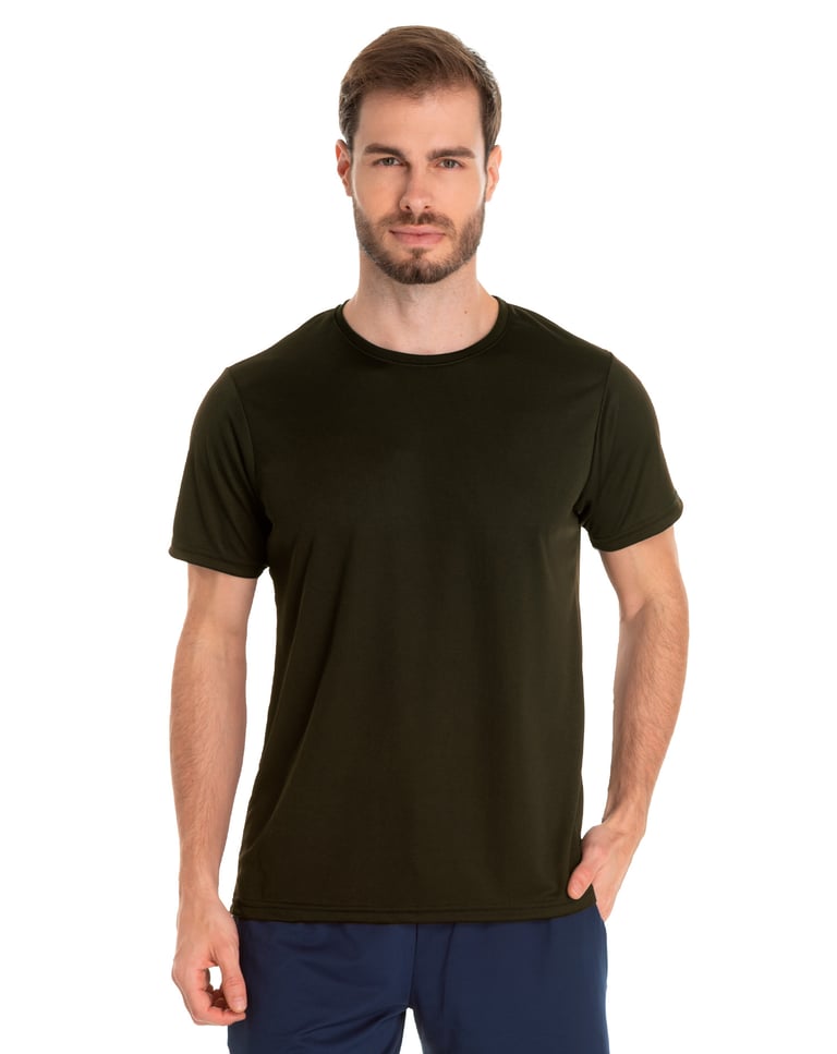Camiseta Dry Fit Verde Militar Proteção UV 30+