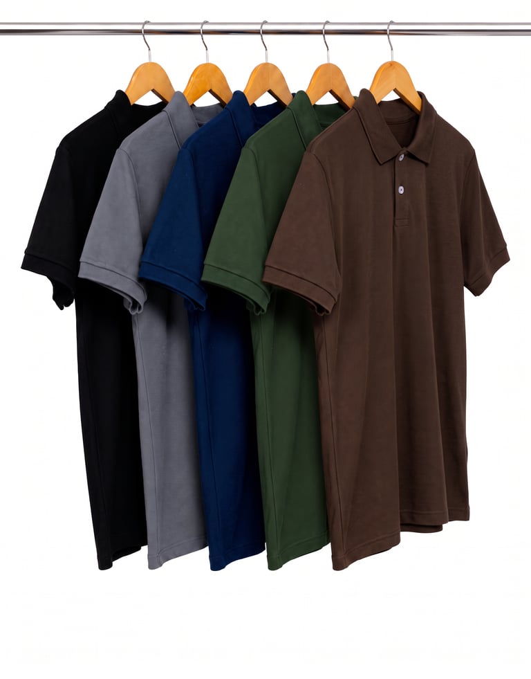 Kit 5 Camisas Polo Piquet Masculinas