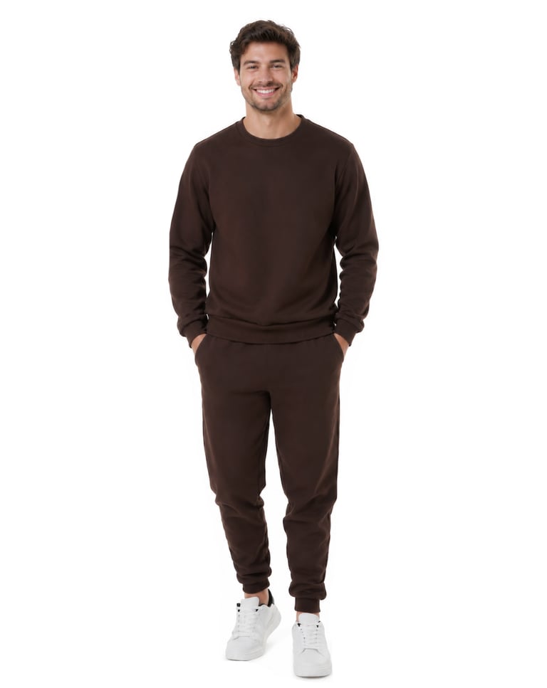Conjunto Moletom Masculino Blusão Marrom 03
