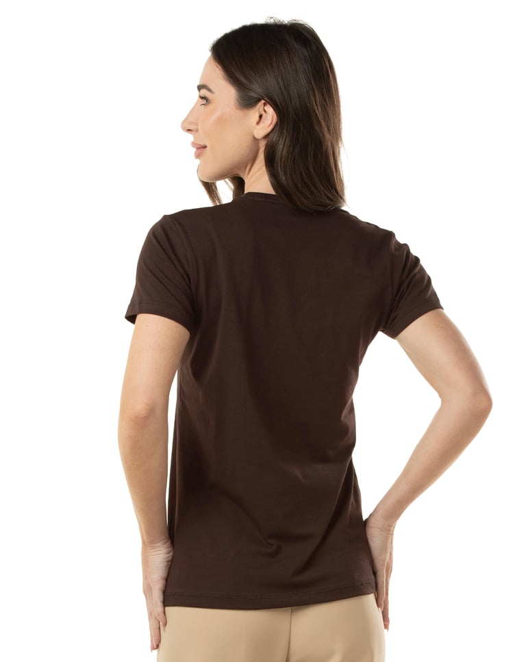 Camiseta de Algodão Egípcio Feminina Marrom Café