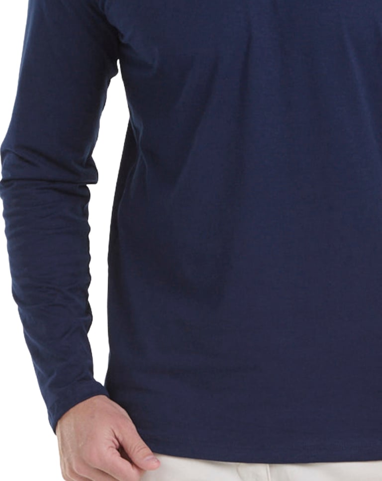 Camiseta Manga Longa de Algodão Premium Azul Marinho