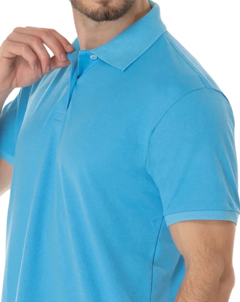 Camisa Polo Piquet Masculina Azul Clara