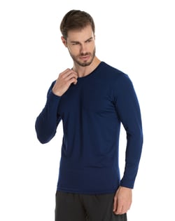 Camiseta Segunda Pele Manga Longa Masculina Azul Marinho UV 50+