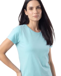 Baby Look de Algodão Premium Azul Claro