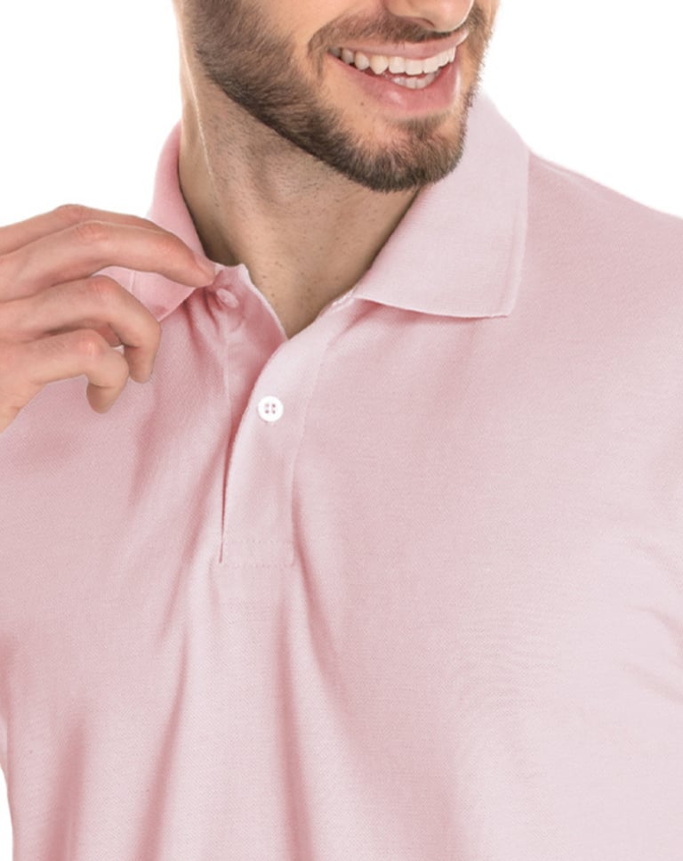 Camisa Polo Piquet Masculina Rosa Claro