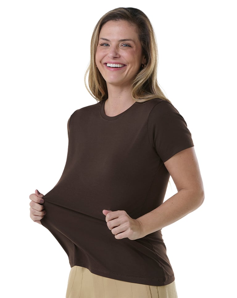 Camiseta Tech Modal Feminina Marrom