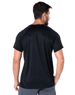 Camiseta Masculina Dry Poliamida Raglan Preta