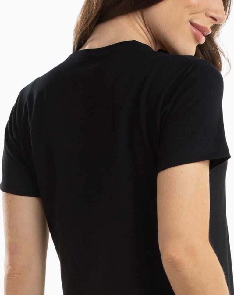 Camiseta de Algodão Egípcio Feminina Preta