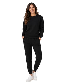 Conjunto Moletom Feminino Blusão Preto 01