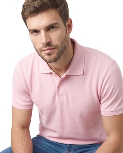 Camisa Polo Piquet Masculina Rosa Claro