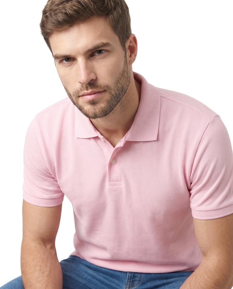 Camisa Polo Piquet Masculina Rosa Claro