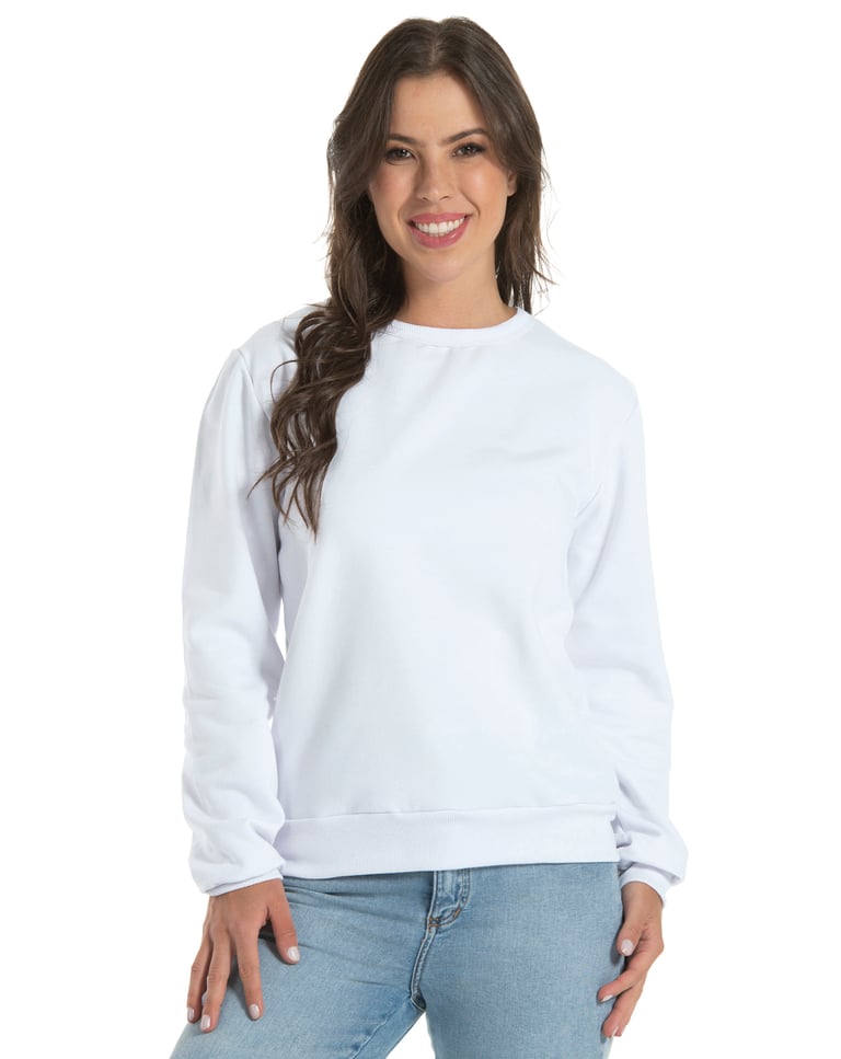 Blusão de Moletom Feminino Branco
