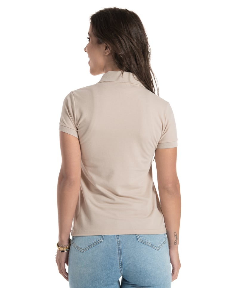 Camisa Polo Piquet Feminina Areia