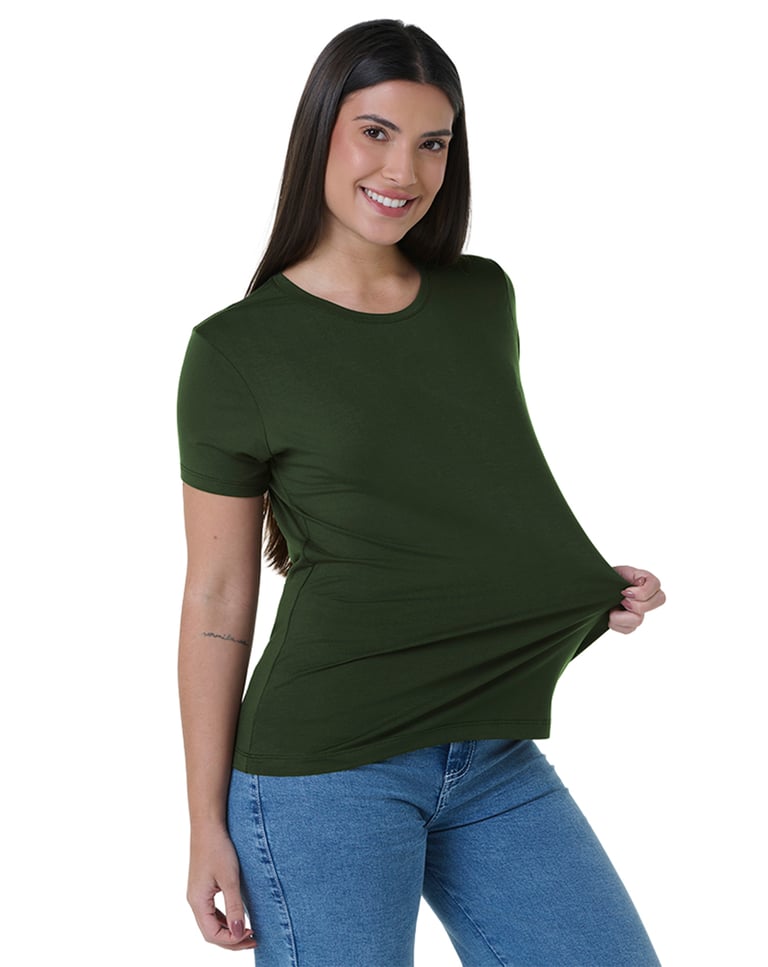 Camiseta Tech Modal Feminina Verde Militar