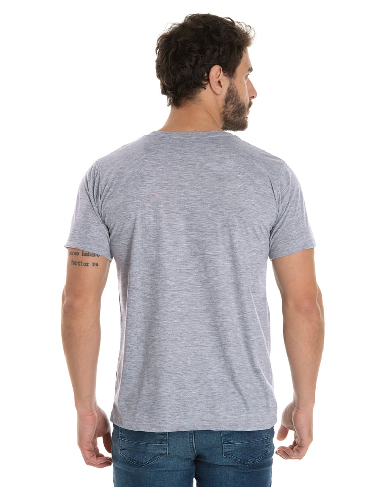Camiseta de Poliéster/Sublimática Cinza Mescla