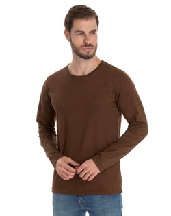 Camiseta Manga Longa de Algodão Premium Marrom