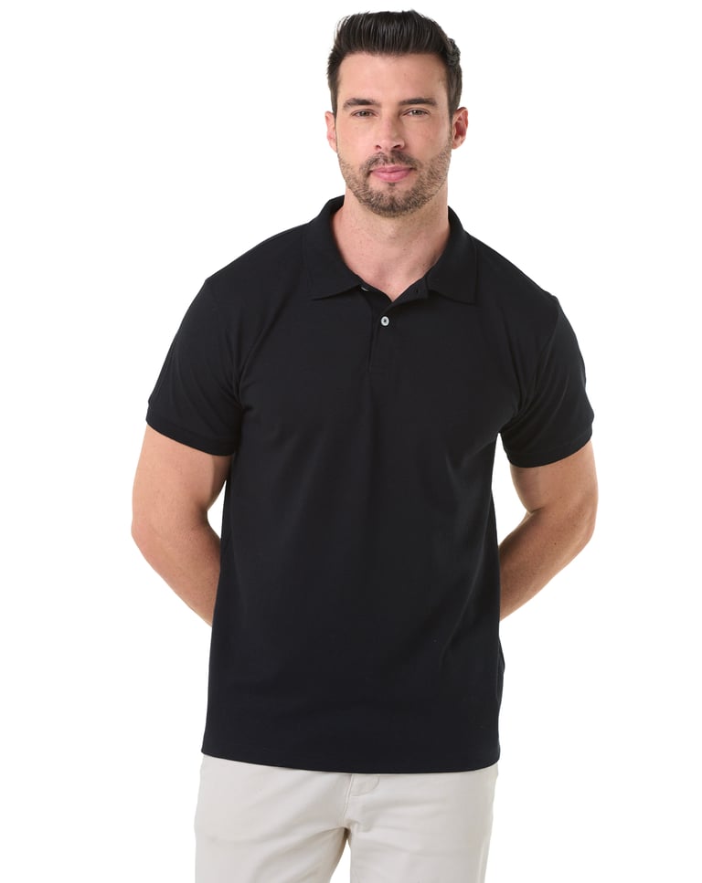 Camisa Polo Piquet Masculina Preta