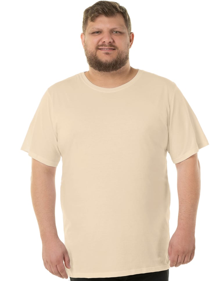 Camiseta Plus Size Masculina de Algodão Areia