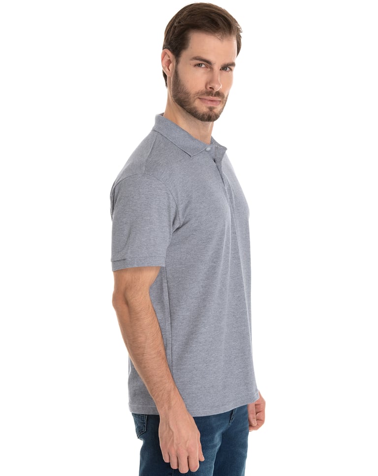 Camisa Polo Piquet Masculina Cinza Mescla