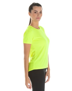Camiseta Feminina Dry Fit Amarelo Fluorescente Proteção UV 30+